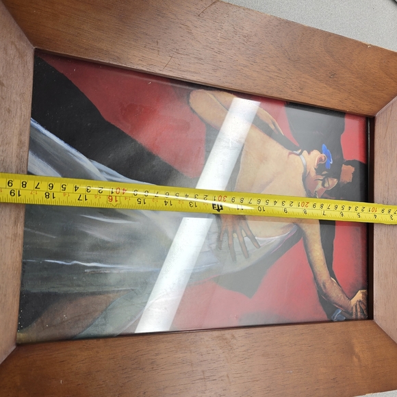 Vintage Framed Art Tango Dance Couple Red Background 16x12 - Picture 2 of 5